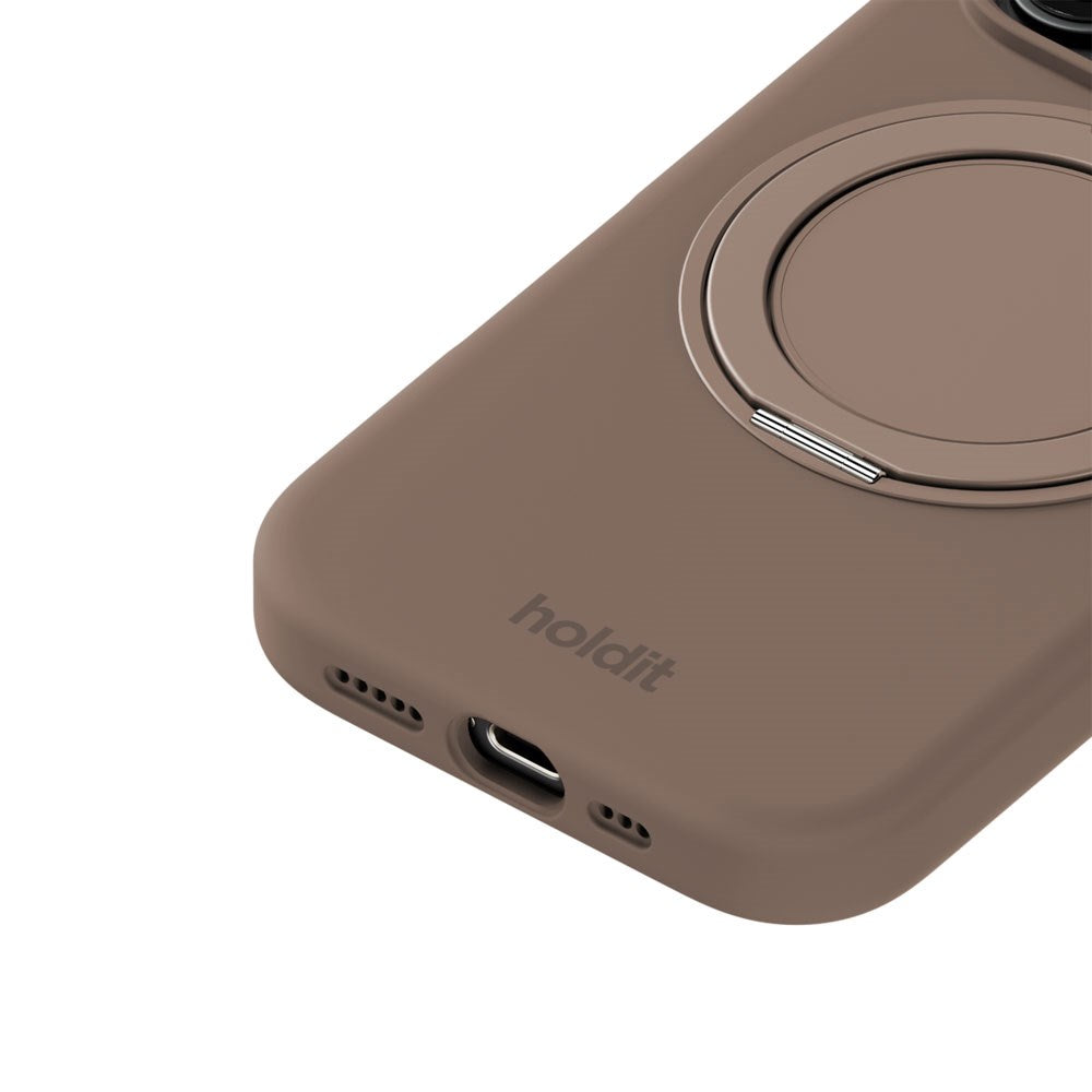 iPhone 16 Pro Holdit Silicone Stand Case - Mocha Brown
