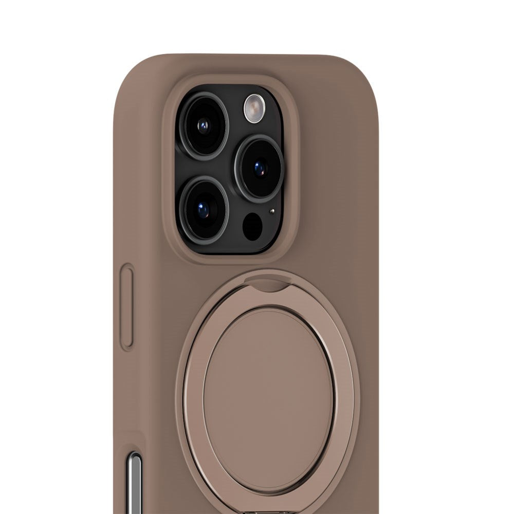 iPhone 16 Pro Holdit Silicone Stand Case - Mocha Brown