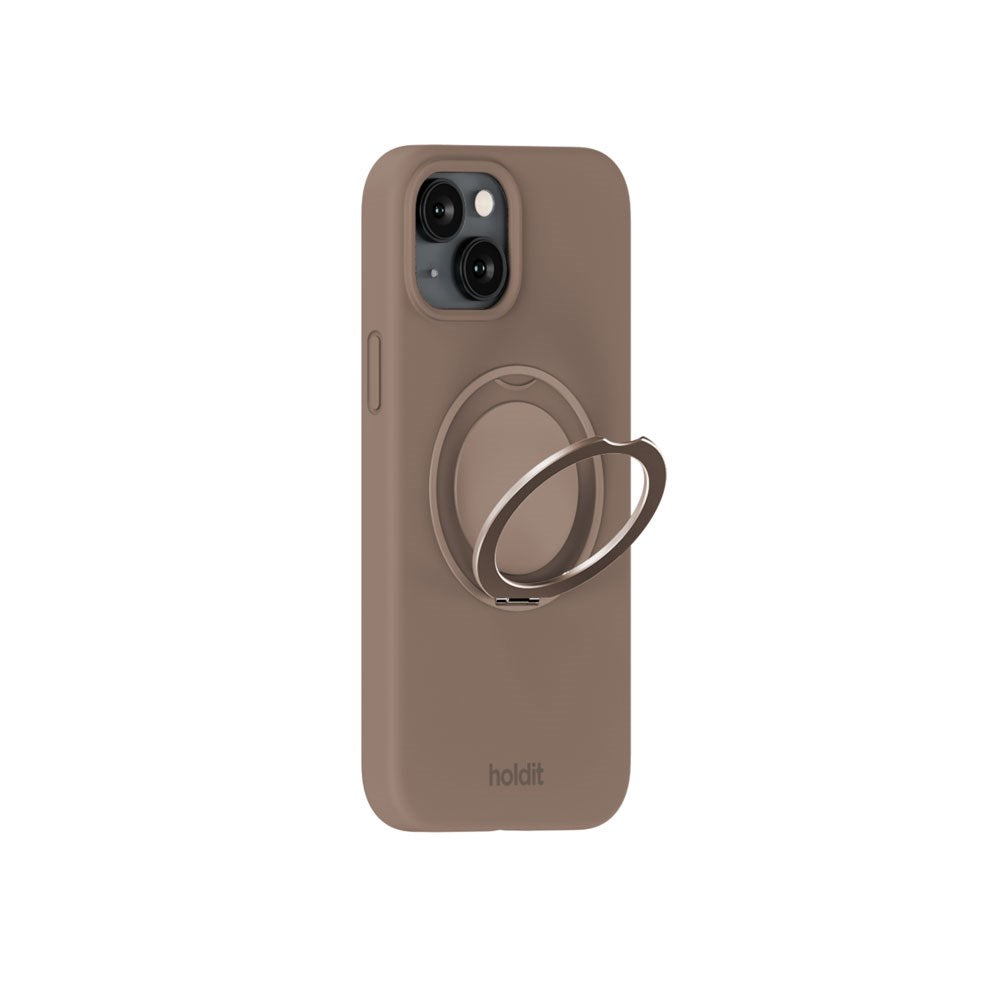 iPhone 16e / 15 Holdit Silicone Stand Case - Mocha Brown