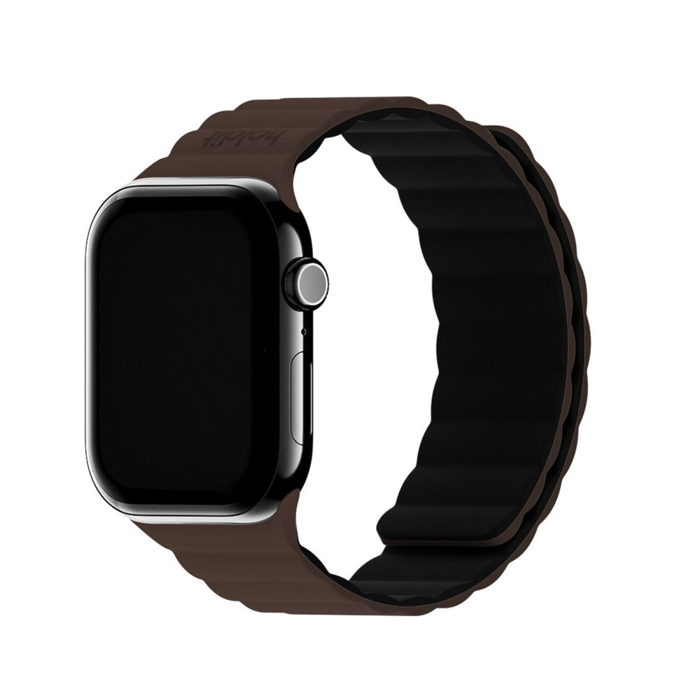 Apple Watch (38/40/SE/41/42mm) Holdit Silicone Magnet Strap - Chocolate / Black