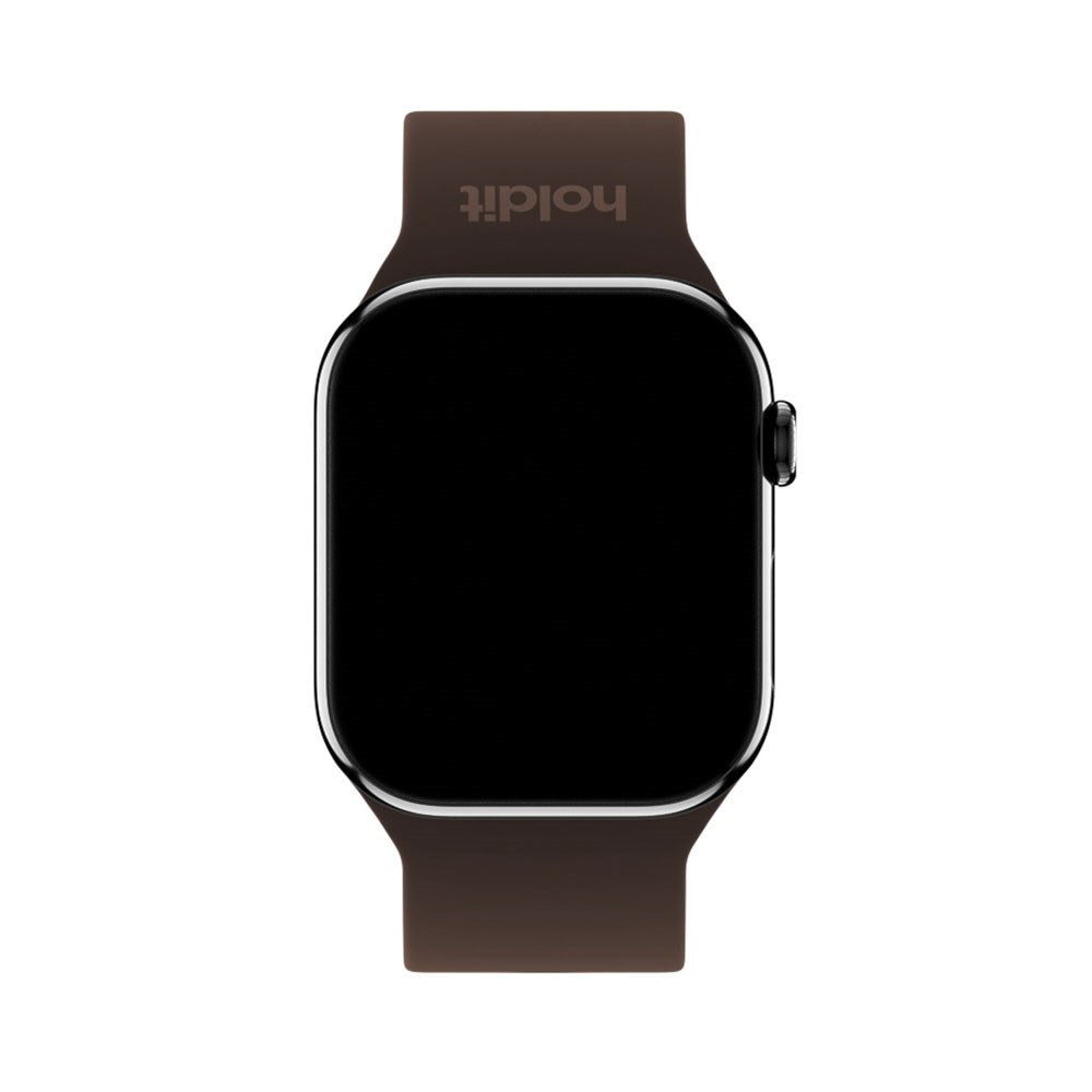 Apple Watch (42/44/SE/45/46/49mm) Holdit Silicone Watch Strap with Metal Buckle - Chocolate