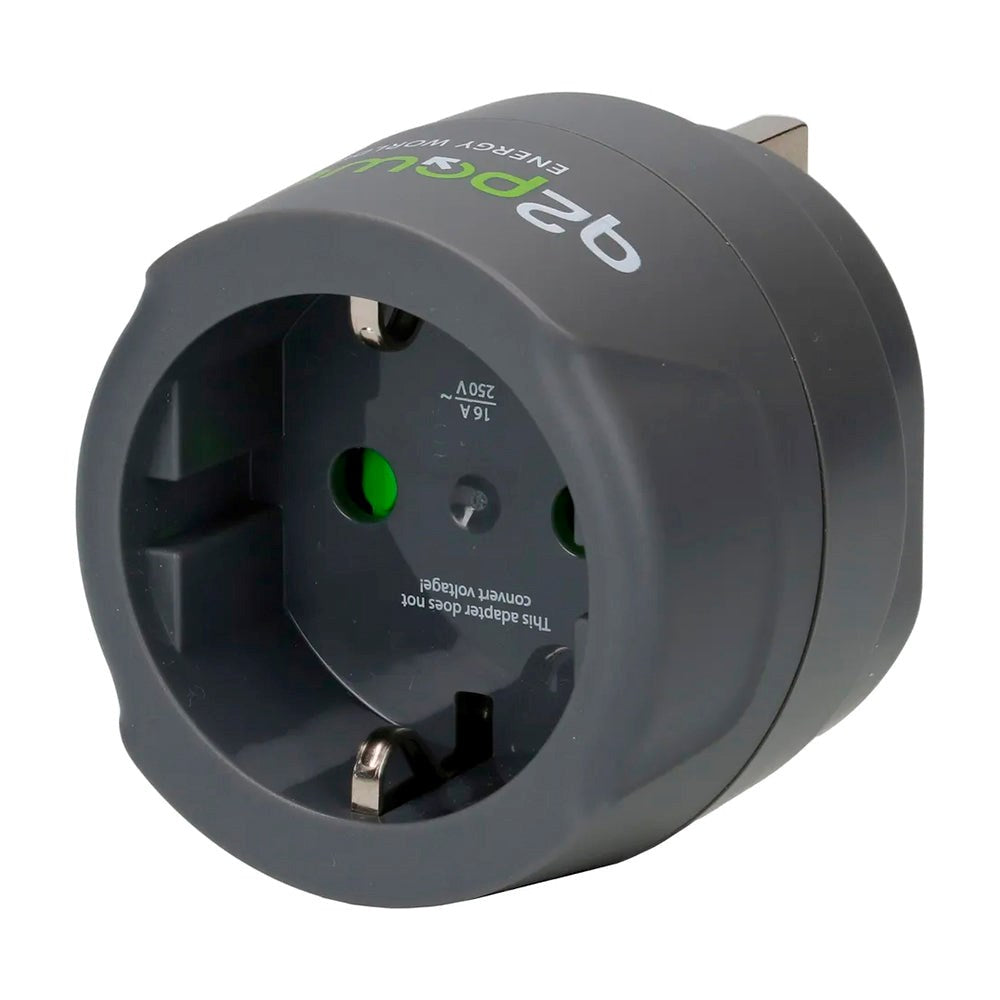 Q2 Power Europe to UK Travel Adapter - Grey