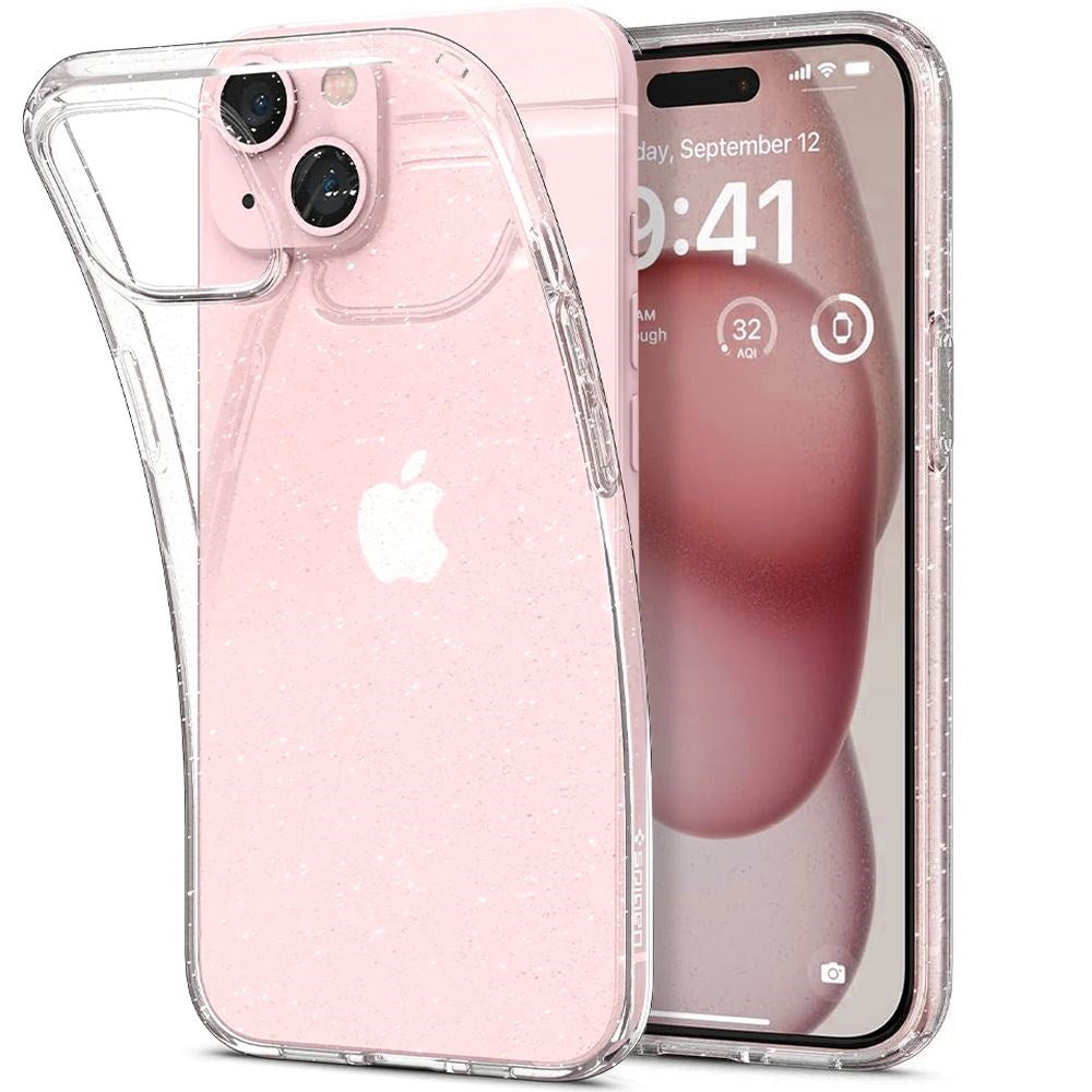 iPhone 15 Spigen Liquid Crystal Glitter Case - Transparent