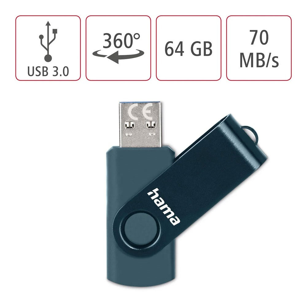HAMA Rotatable USB Stick 3.2 - 64GB