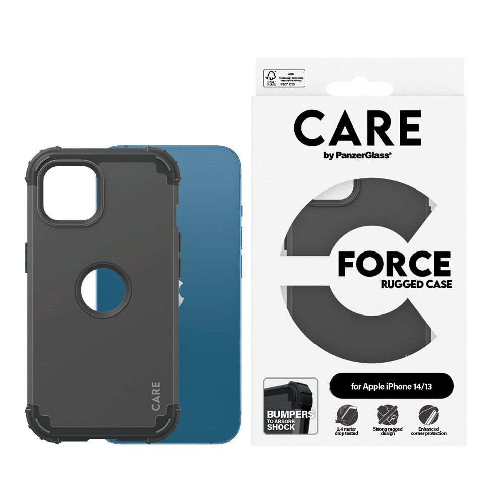 CARE by PanzerGlass iPhone 14 / 13 Fashionable FORCE Case - MagSafe Compatible - Black