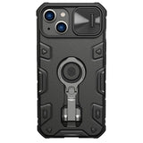 iPhone 14 Nillkin Camshield Armor Pro Tough Case w. Ring Kickstand - Black