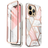 iPhone 14 Pro i-Blason Cosmo Marble Case w. Screen Protector - Pink