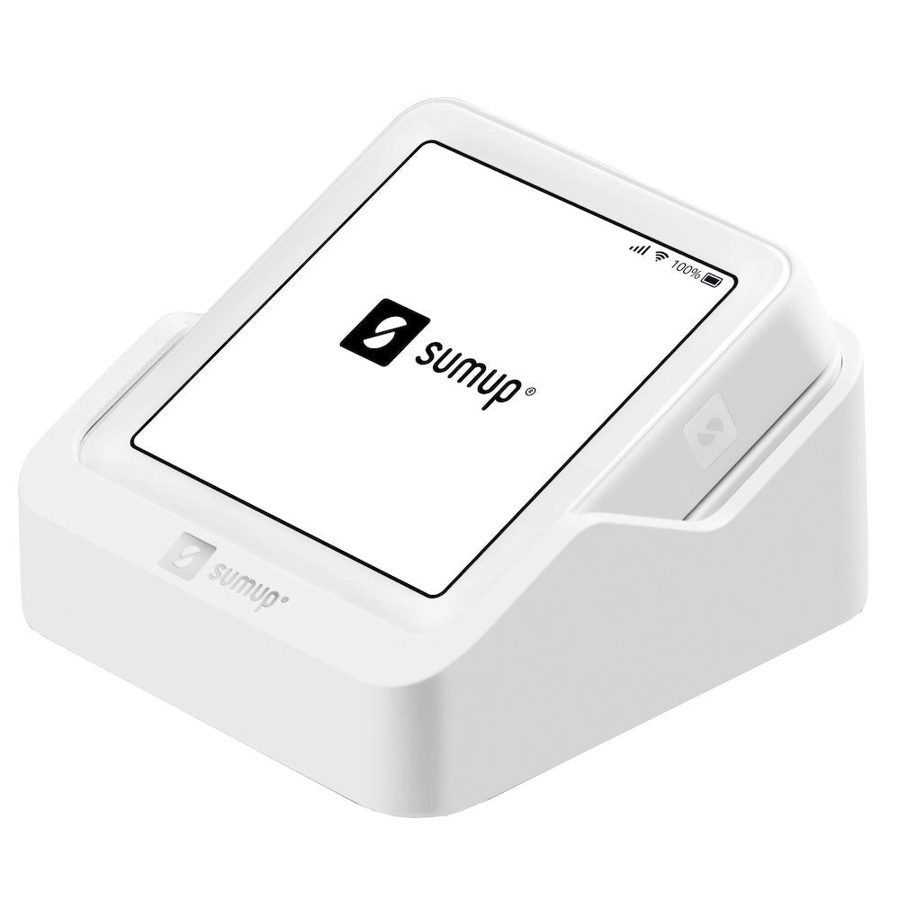 SumUp Solo Wireless Payment Terminal w. Charging Station and Touchscreen - White