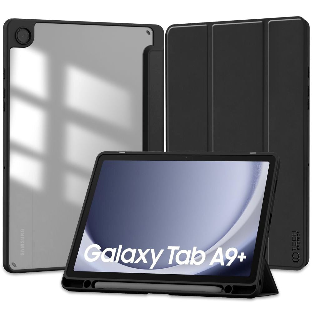 Samsung Galaxy Tab A9+ (Plus) Tech-Protect SC Hybrid Tri-fold Case - Black / Transparent