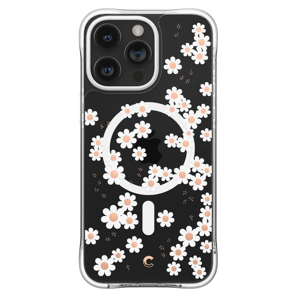 iPhone 15 Pro Max Cyrill Cecile Plastic Case w. Strap - MagSafe Compatible - White Daisy