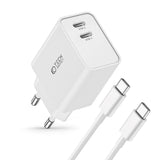 Tech-Protect Network 35W Wall charger with 2 x USB-C & USB-C Cable - White