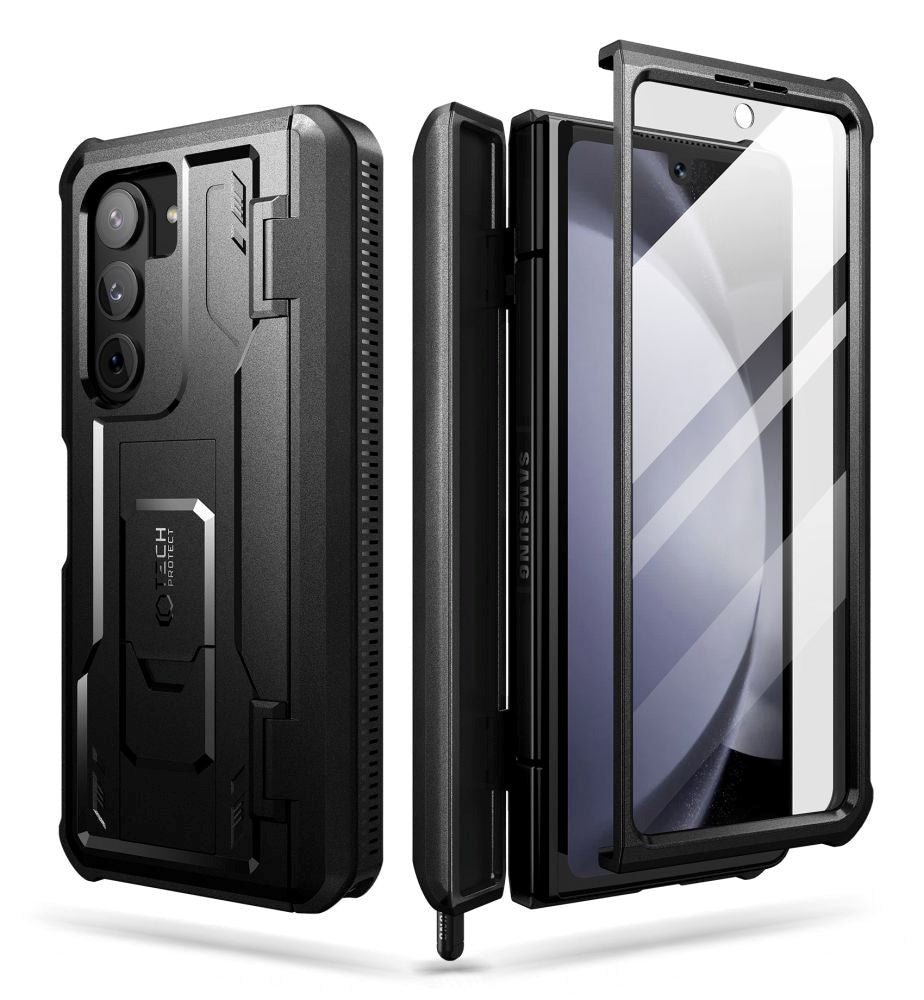 Samsung Galaxy Z Fold5 Tech-Protect Kevlar Pro Pen Tough Case w. Screen Protector & Kickstand - Black