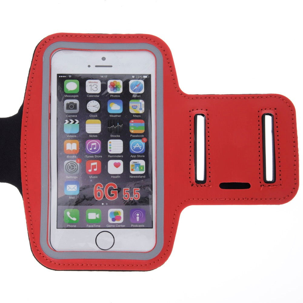 Running Wristband with Reflective Edge - (Max. Mobile: 138 x 70 mm) - Red