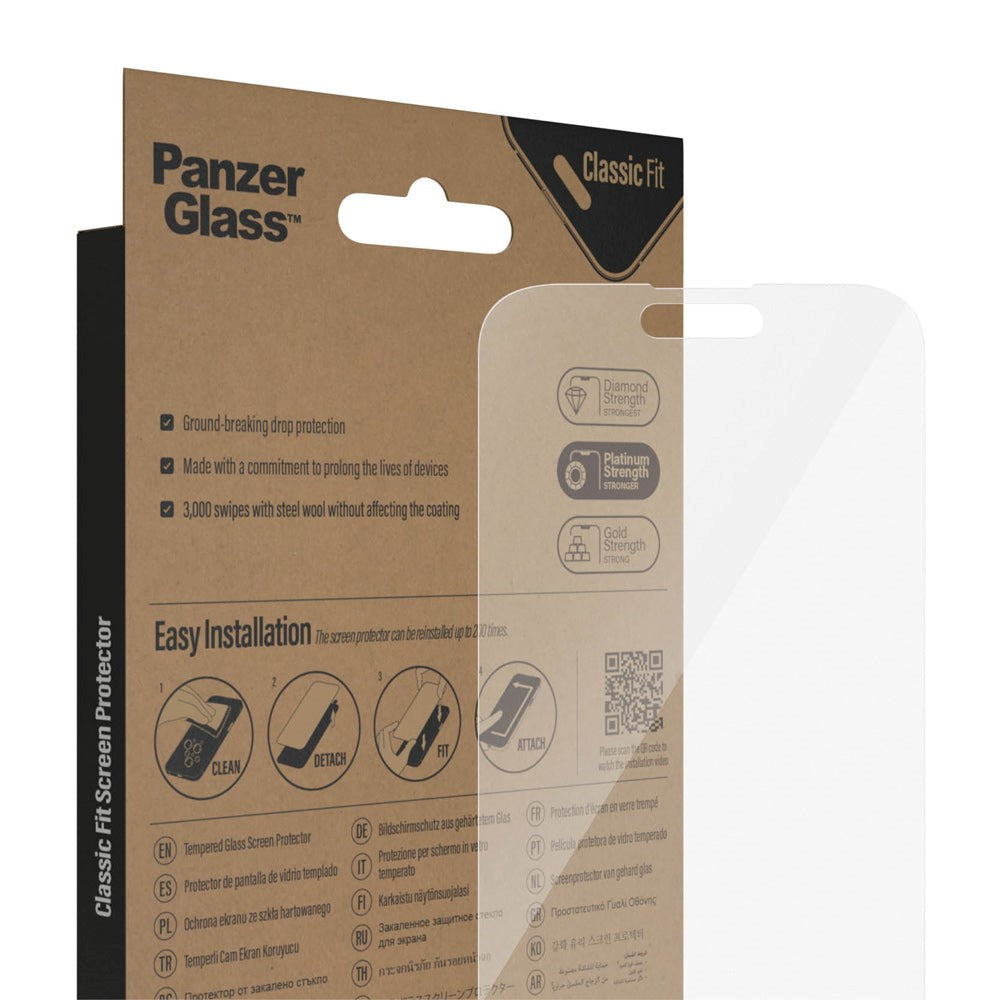 iPhone 14 Pro Max PanzerGlass AntiBacterial Classic Fit Screen Protector - Platinum Strength - Transparent