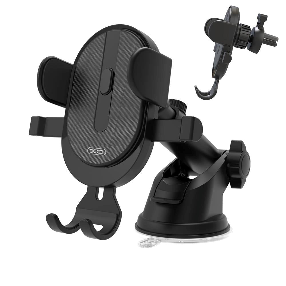 XO C60 Mobile Phone Holder for Car - Dashboard & Air Vent - Black