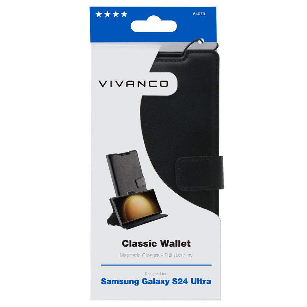 Samsung Galaxy S24 Ultra Vivanco Classic Wallet Case - Black