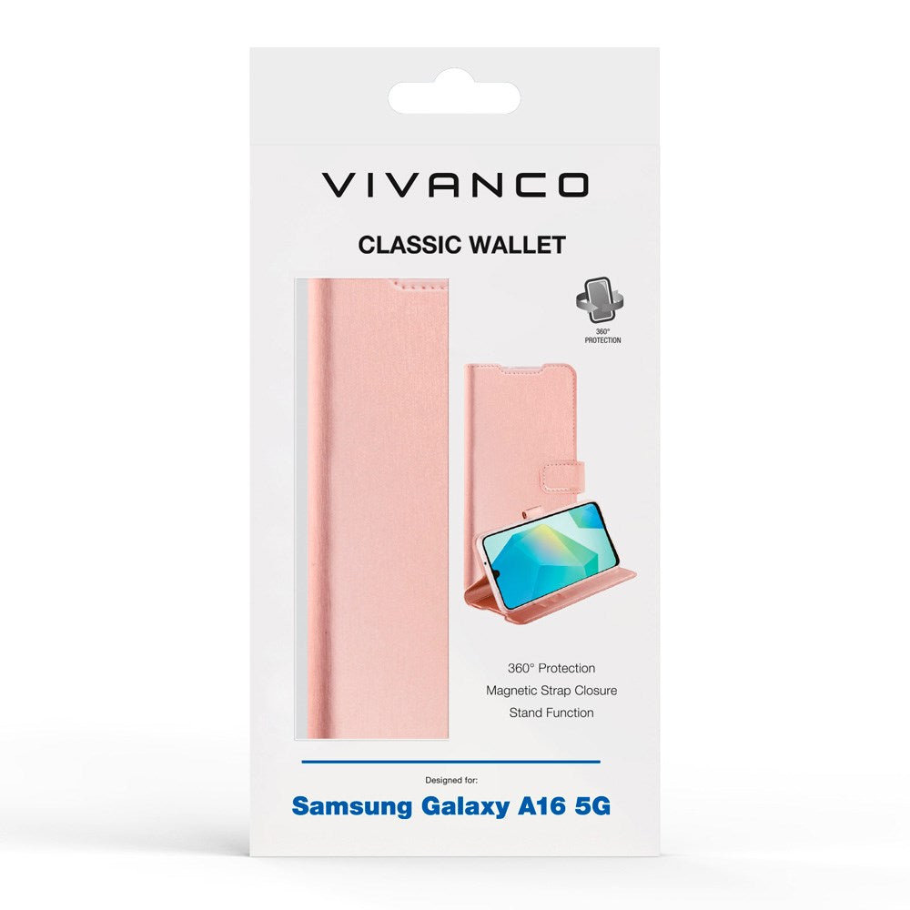 Samsung Galaxy A16 - Vivanco Classic Wallet Flip Case with Purse - Pink