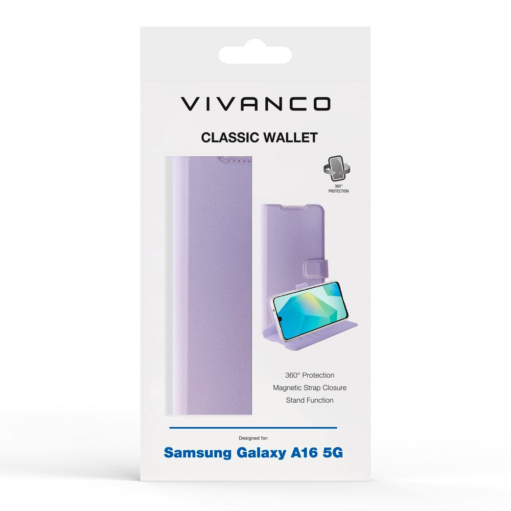 Samsung Galaxy A16 - Vivanco Classic Wallet Flip Case with Purse - Purple