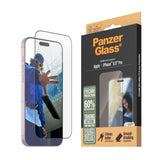 iPhone 16 Pro Max PanzerGlass Ultra Wide Fit Screen Protector w. EasyAligner - EyeCare - Diamond Strength - Transparent / Black Edge