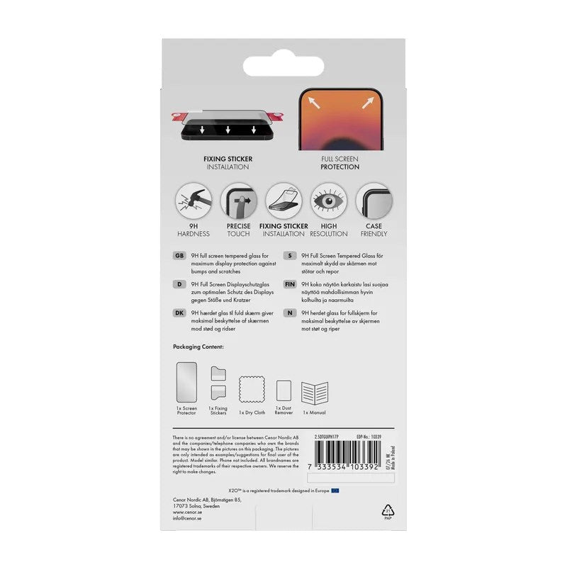 iPhone 18 Pro / 17 Pro / 16 Pro X2O Full Screen Tempered Glass Screen Protector - Transparent / Black Edge