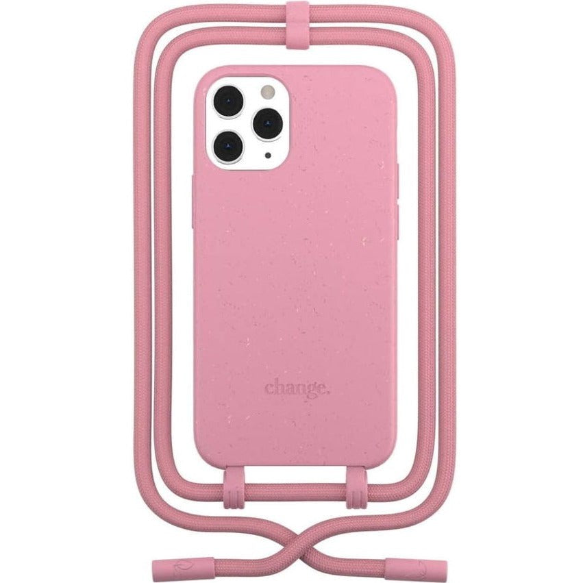 iPhone 12 Pro Max Woodcessories Change Case w. Strap - 100% Plant Based - Coral Pink