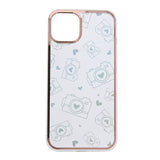 iPhone 14 Hybrid Plastic Case w. Holographic Print - Camera Motif - Transparent