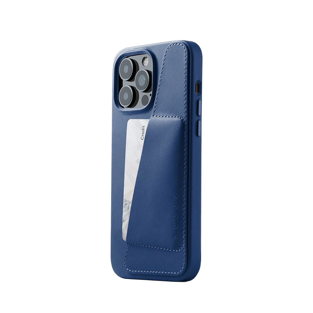 Mujjo iPhone 14 Pro Max Leather Wallet Case - Blue