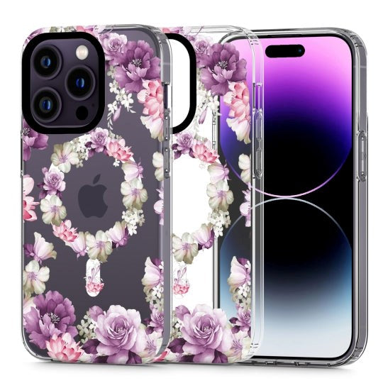 iPhone 14 Pro Tech-Protect MagMood Case  - MagSafe Compatible - Rose Floral