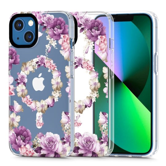 iPhone 13 Tech-Protect MagMood Case  - MagSafe Compatible - Rose Floral