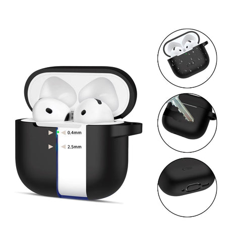 Tech-Protect Apple AirPods 4 Silicone Case with Carabiner Hook - Black