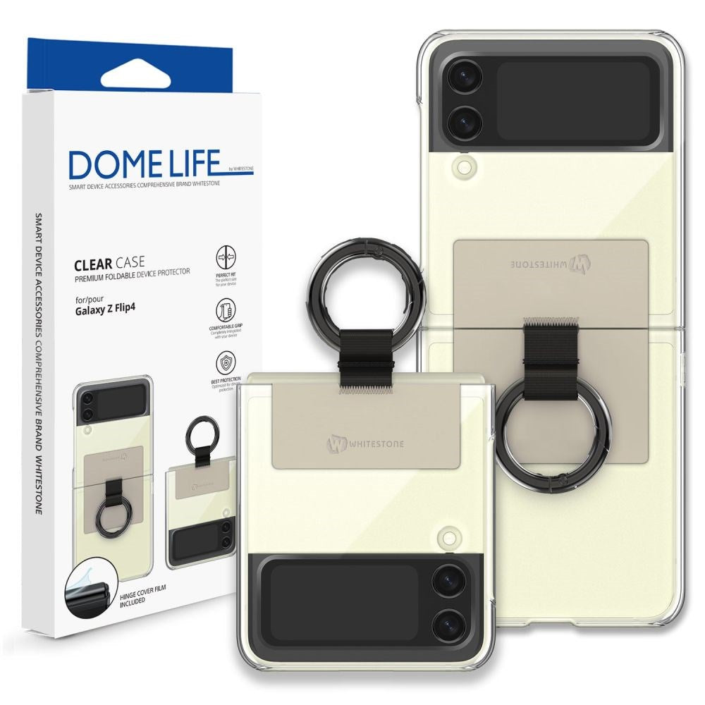 Samsung Galaxy Z Flip4 (5G) Whitestone Clear Case w. Ring - Transparent / Beige