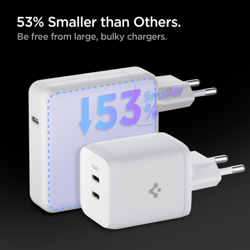 Spigen Quantum Boost ArcStation GaN 65W Wall Charger with 2 x USB-C - White