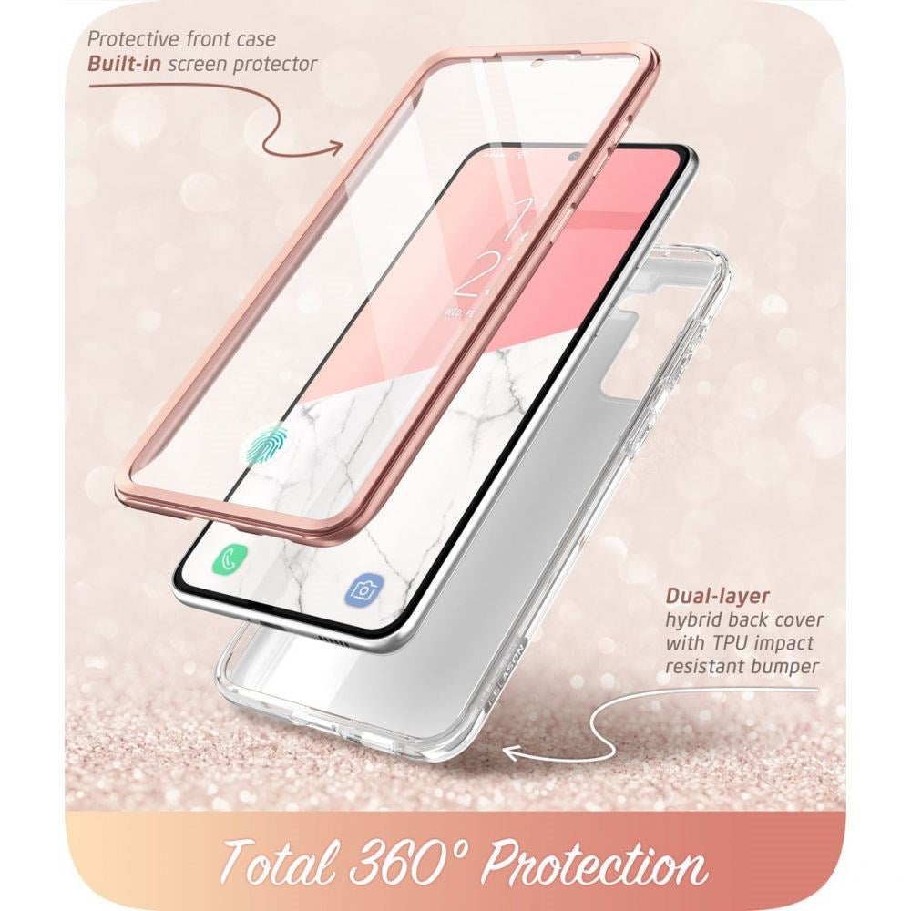 Samsung Galaxy S21 FE (5G) Case with Screen Protector i-Blason Cosmo Marble - Pink