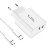 Tech-Protect Network 35W Wall charger with 2 x USB-C & USB-C Cable - White