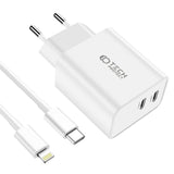 Tech-Protect Network 35W Wall charger with 2 x USB-C & Lightning Cable - White