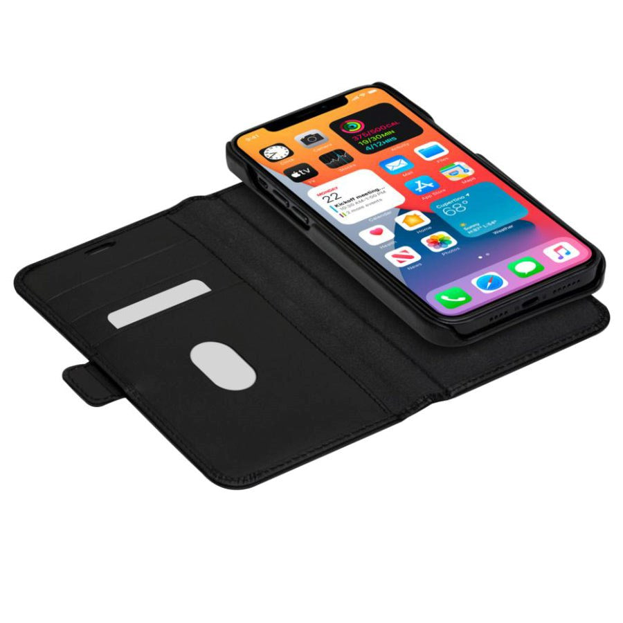 iPhone 12 Pro Max dbramante1928 Lynge Genuine Leather Magnet Wallet Case - Black