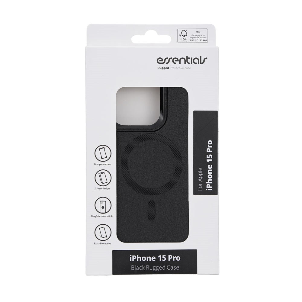 iPhone 15 Pro Essentials Rugged Case - MagSafe Compatible - Black