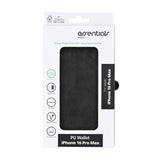 iPhone 16 Pro Max Essentials Faux Leather Flip Case with Card Holder & Stand Function - Black