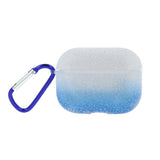 Apple AirPods Pro 2nd Gen (2022) TPU Plastic Case w. Carabiner - Blue / Transparent Glitter