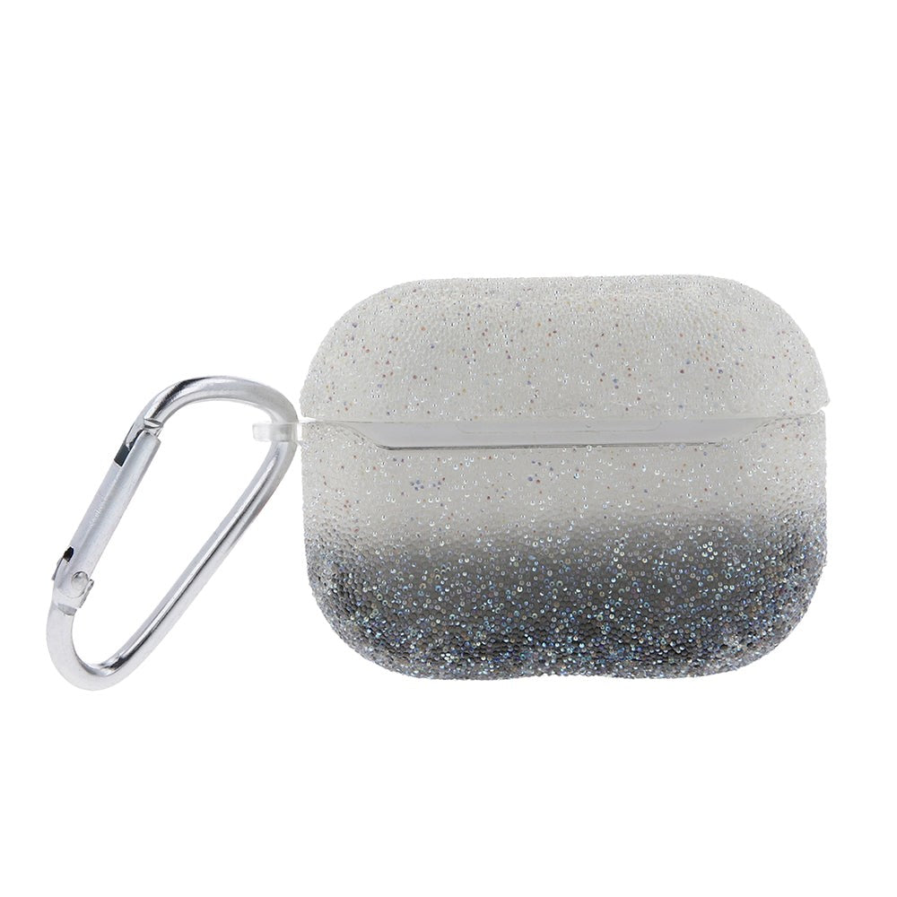 Apple AirPods Pro 2nd Gen (2022) TPU Plastic Case w. Carabiner - Grey / Transparent Glitter