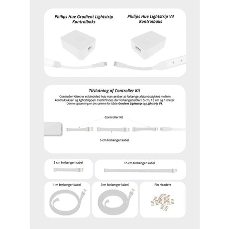 Light Solutions - Philips Hue Gradient LightStrip Cable - 15cm - 4 pcs - White