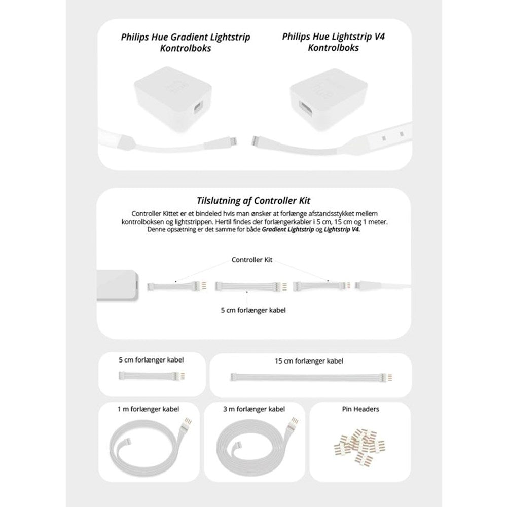 Light Solutions - Philips Hue Gradient LightStrip Cable - 5cm - 4 pcs - White