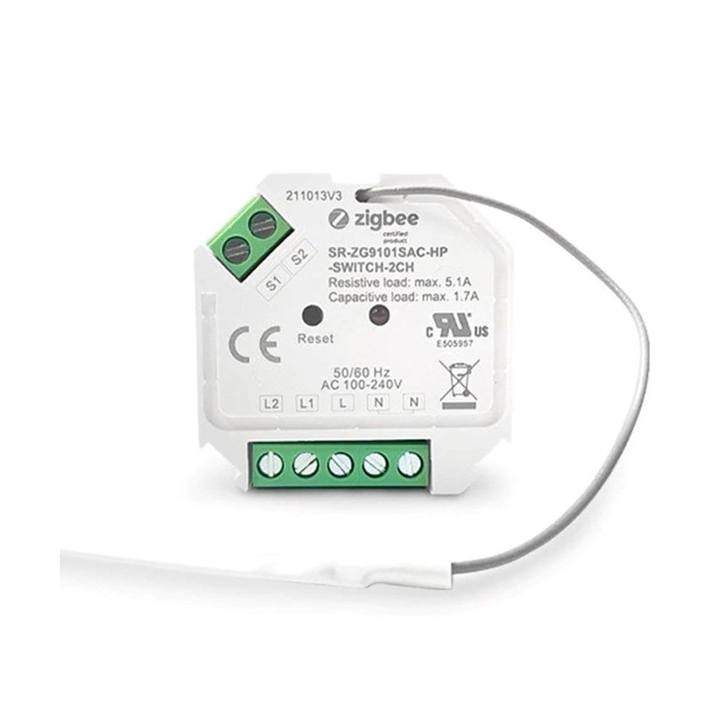 Light Solutions - Mini ZigBee Double Switch - 2 x 390W - White