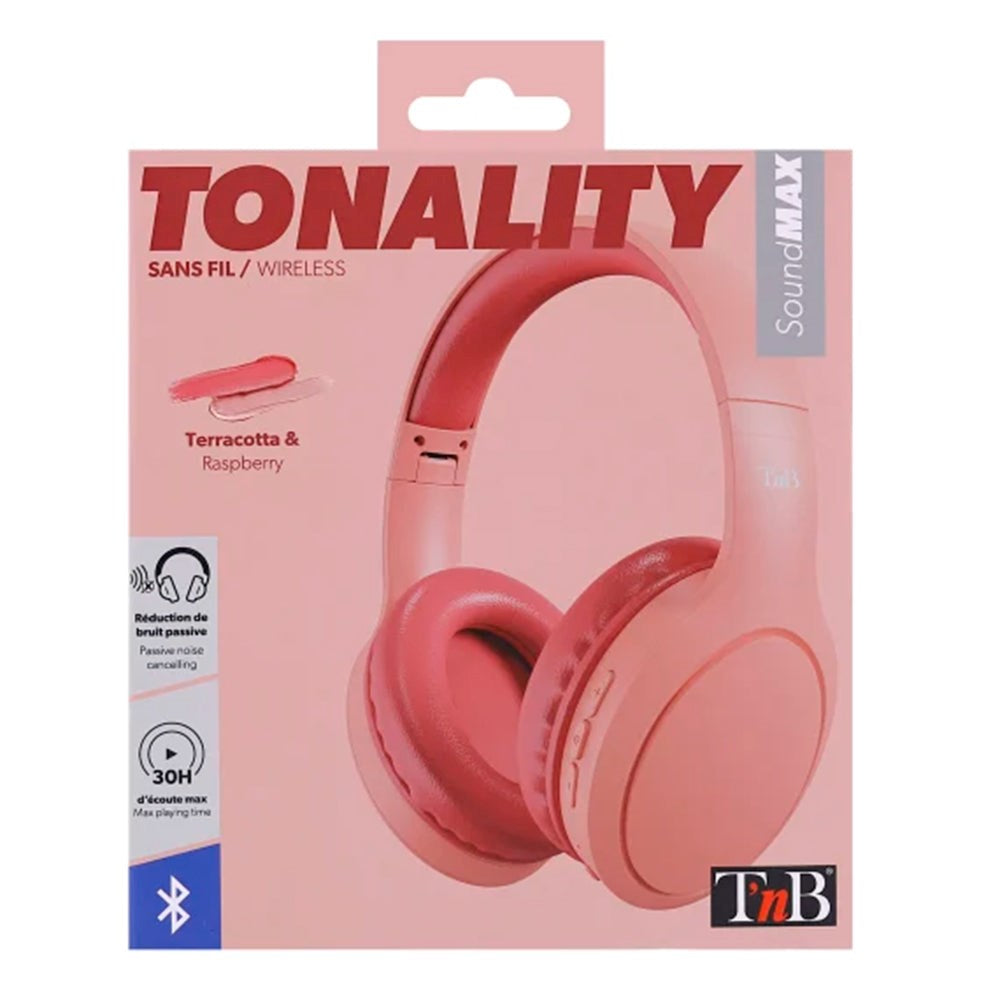 T'NB Tonality Soundmax Over-Ear Bluetooth Headset - Included AUX Cable - Pink