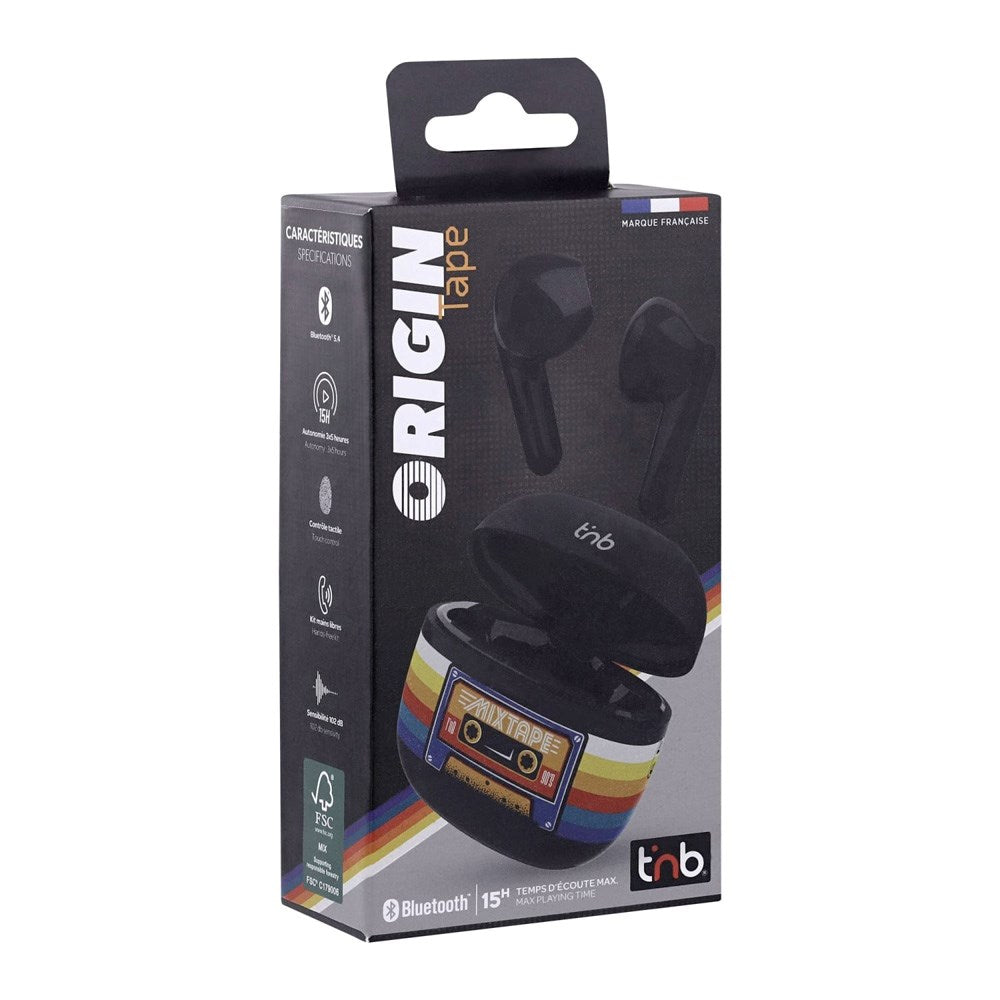 T'NB ORIGIN Wireless In-Ear Headphones with Charging Case - Cassette Tape Design