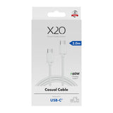 X2O Basic 60W USB-C to USB-C Cable - 2m - White