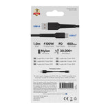 X2O Longlife 60W USB-A to USB-C Cable - 1m - Black