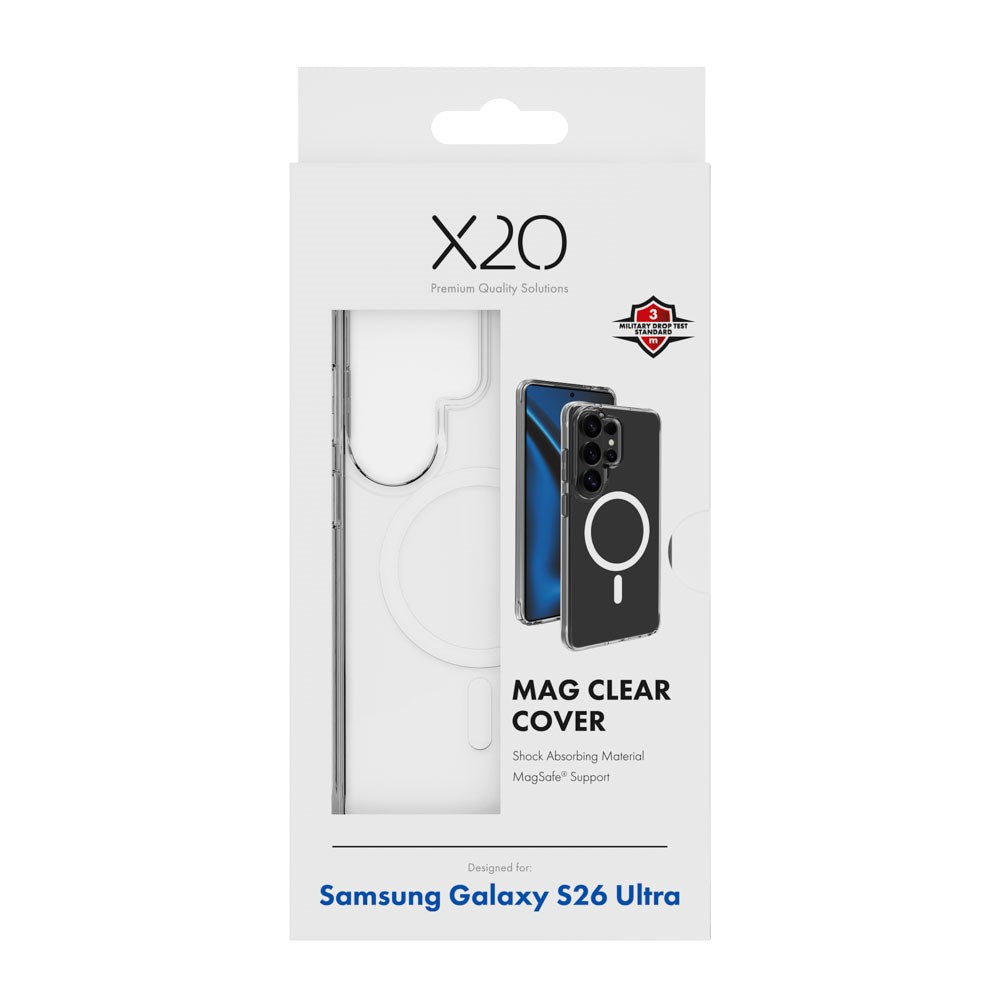 Samsung Galaxy S26 Ultra X2O Mag Clear Case - MagSafe Compatible - Transparent