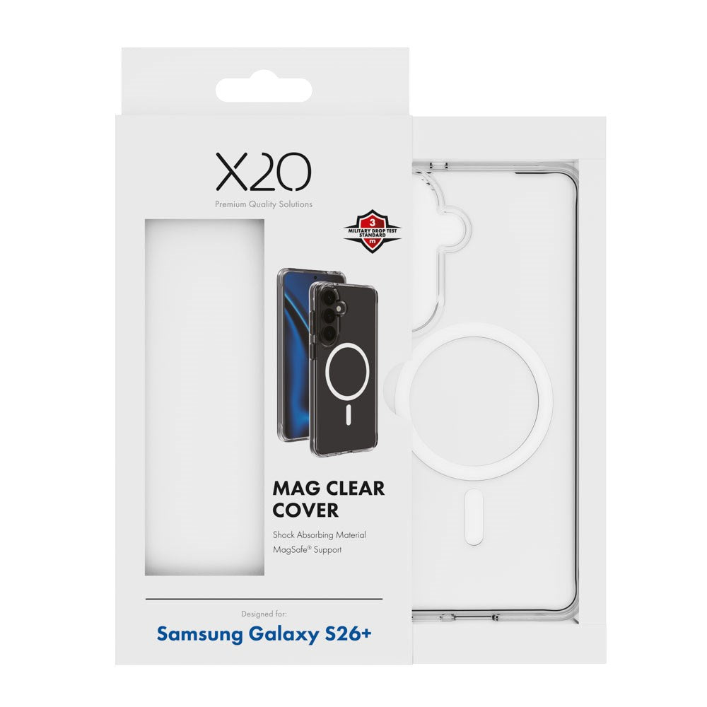 Samsung Galaxy S26+ (Plus) X2O Mag Clear Case - MagSafe Compatible - Transparent
