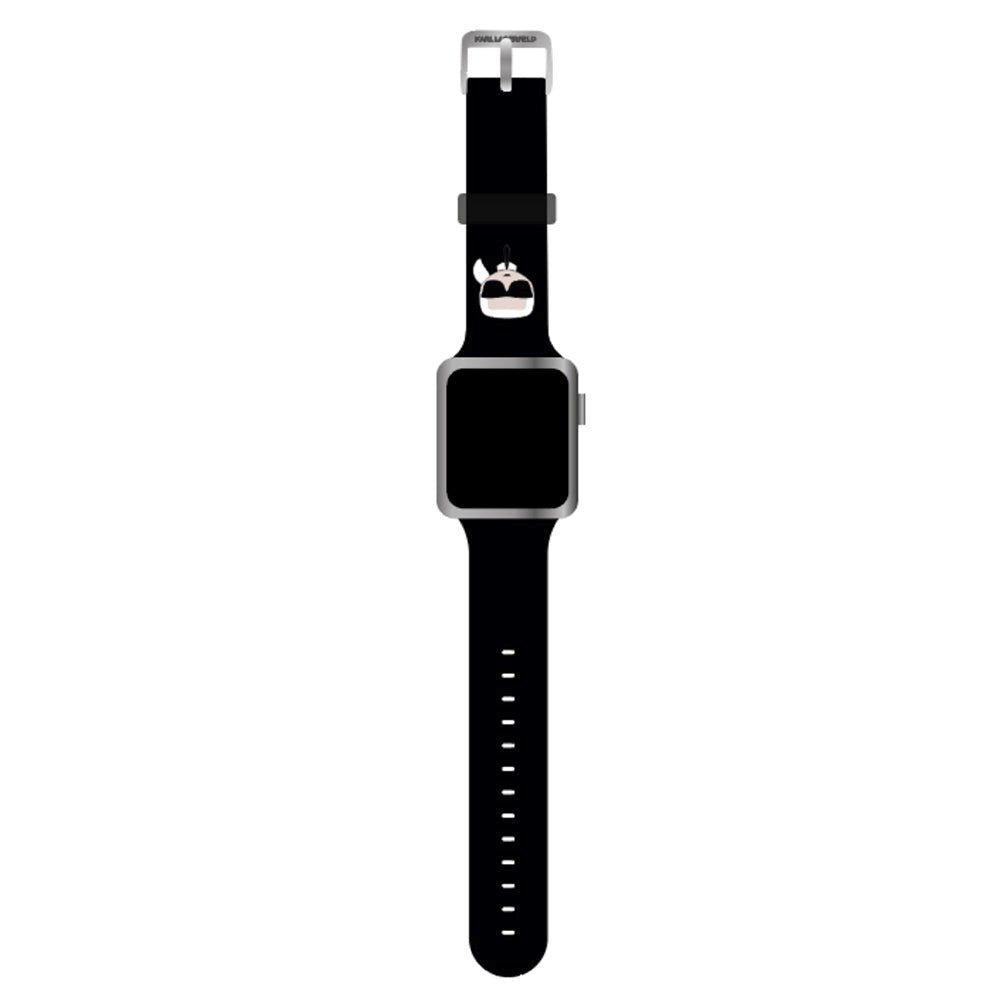 Apple Watch (42/44/SE/45/49MM) Karl Lagerfeld Silicone Strap - Karl's Head - Black